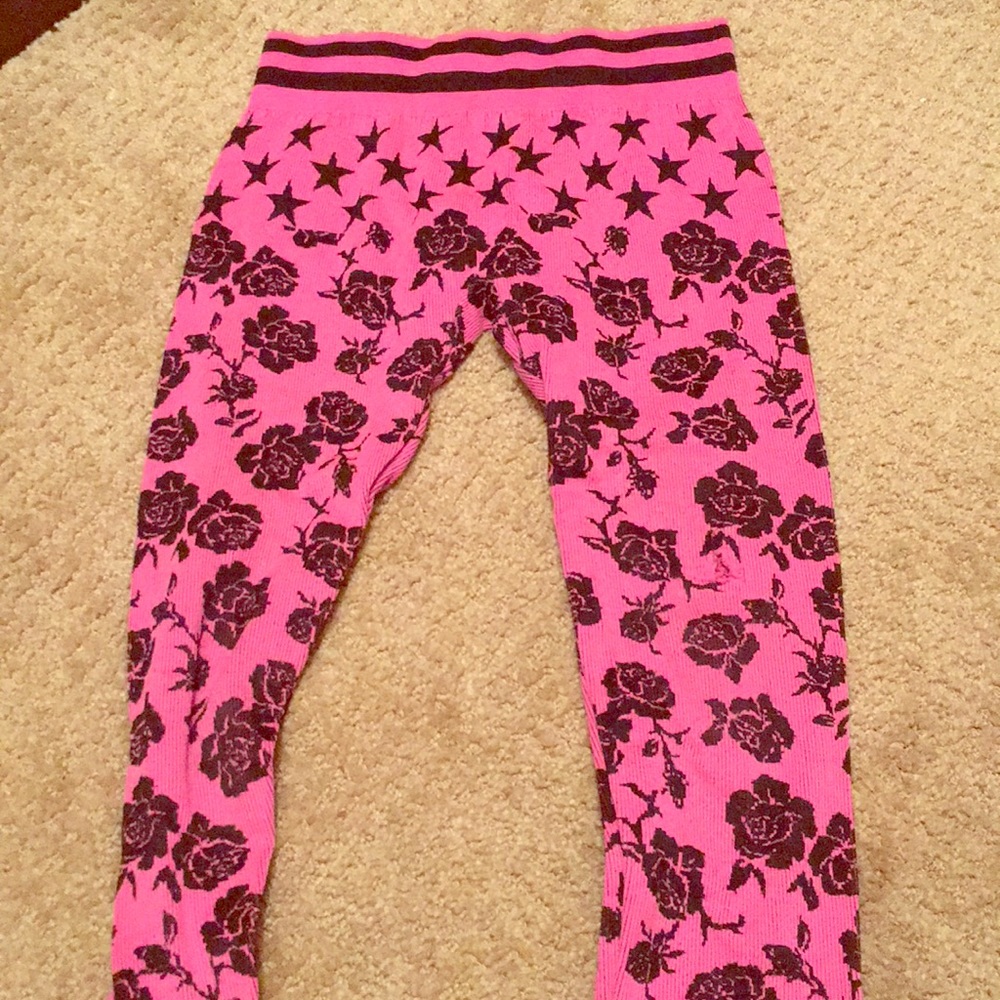 Cute Black And Pink Leggings